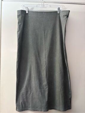 Classic Olive Green/gray  Midi Skirt